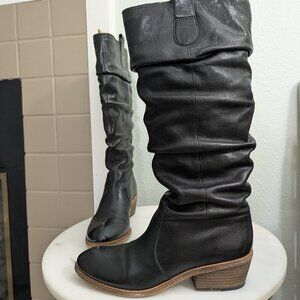 Boutique 9  Black 100% Leather Slouchy Boots Size 7
